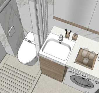 简约5平方洗手间SU模型下载_sketchup草图大师SKP模型