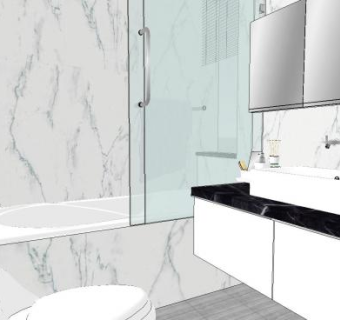 卫生间马桶洗手台浴缸SU模型下载_sketchup草图大师SKP模型