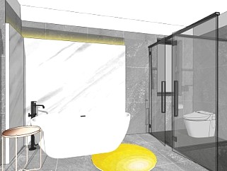 现代卫生间淋浴房坐便器SU模型下载_sketchup草图大师SKP模型