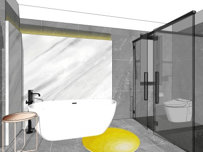现代卫生间淋浴房坐便器SU模型下载_sketchup草图大师SKP模型