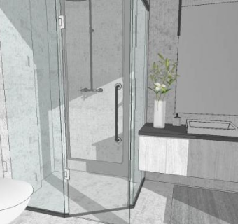 现代小户型卫生间SU模型下载_sketchup草图大师SKP模型