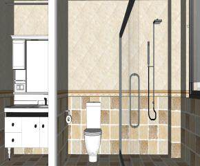 现代卫生间盥洗区SU模型下载_sketchup草图大师SKP模型