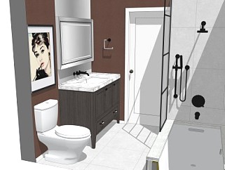 卫生间淋浴柜浴缸浴件装修SU模型下载_sketchup草图大师SKP模型