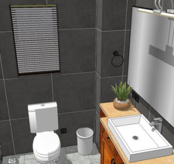 现代复古风格卫生间SU模型下载_sketchup草图大师SKP模型