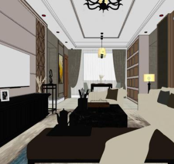 后现代客餐厅SU模型下载_sketchup草图大师SKP模型