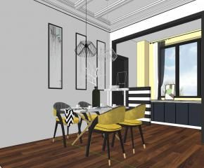 北欧餐厅座椅装修SU模型下载_sketchup草图大师SKP模型