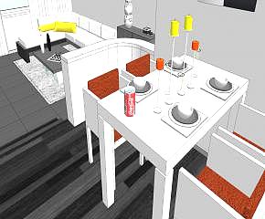 现代室内家装餐厅SU模型下载_sketchup草图大师SKP模型