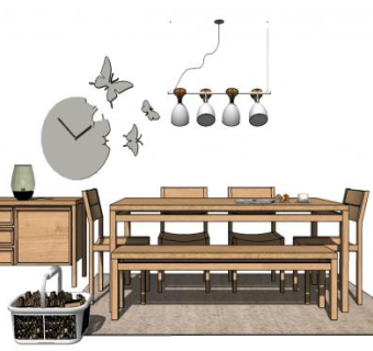 日式餐厅室内家装SU模型下载_sketchup草图大师SKP模型
