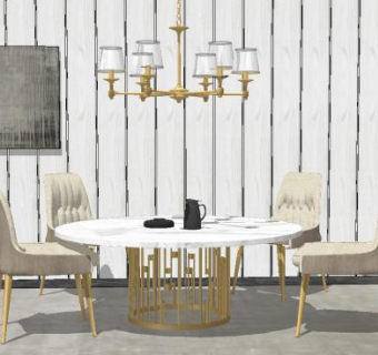 美式餐厅桌椅SU模型下载_sketchup草图大师SKP模型