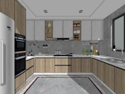 北欧现代风格厨房SU模型下载_sketchup草图大师SKP模型