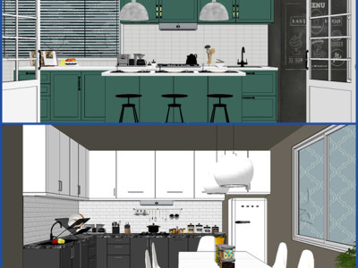 现代北欧风厨房调料SU模型下载_sketchup草图大师SKP模型