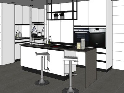 现代风格别墅厨房SU模型下载_sketchup草图大师SKP模型