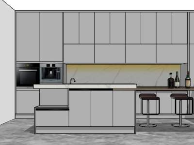 现代简约西厨空间家具SU模型下载_sketchup草图大师SKP模型