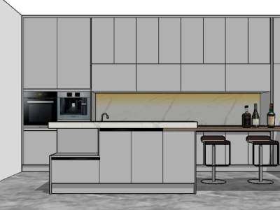 现代简约西厨空间家具SU模型下载_sketchup草图大师SKP模型