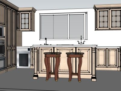 欧式中厨西厨装修SU模型下载_sketchup草图大师SKP模型