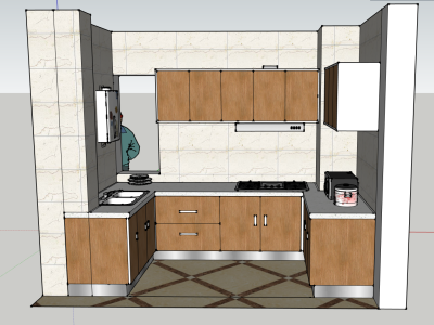 现代厨房橱柜炉灶家居SU模型下载_sketchup草图大师SKP模型