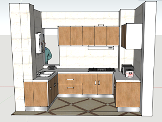 现代厨房橱柜炉灶家居SU模型下载_sketchup草图大师SKP模型