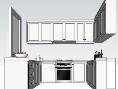 简单欧式风格厨房SU模型下载_sketchup草图大师SKP模型