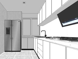 厨房橱柜油烟机灶台SU模型下载_sketchup草图大师SKP模型