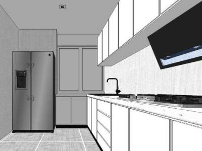 厨房橱柜油烟机灶台SU模型下载_sketchup草图大师SKP模型