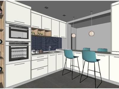 现代厨房橱柜室内装修SU模型下载_sketchup草图大师SKP模型