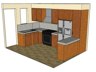 木质厨房室内装修SU模型下载_sketchup草图大师SKP模型