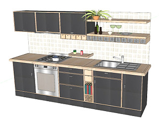 现代风格厨房家具SU模型下载_sketchup草图大师SKP模型