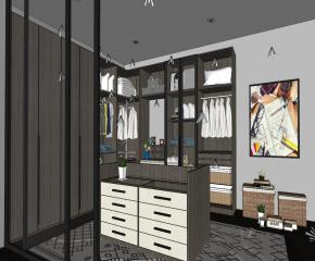 现代室内衣帽间SU模型下载_sketchup草图大师SKP模型