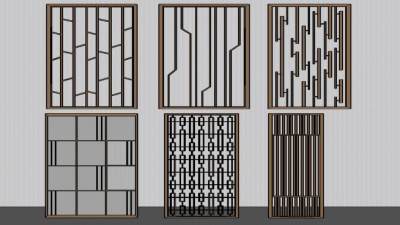 玄关家装隔断花格SU模型下载_sketchup草图大师SKP模型