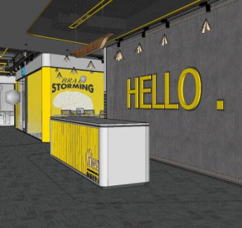 现代工业风办公室SU模型下载_sketchup草图大师SKP模型