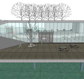 售楼处景观建筑SU模型下载_sketchup草图大师SKP模型