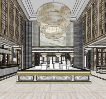 现代奢华售楼处SU模型下载_sketchup草图大师SKP模型