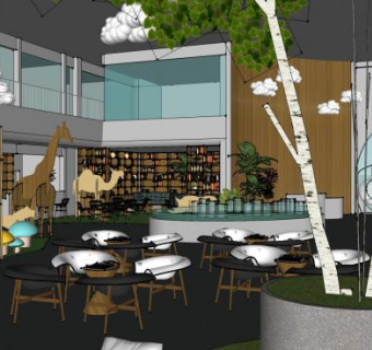 小清新售楼处工装SU模型下载_sketchup草图大师SKP模型