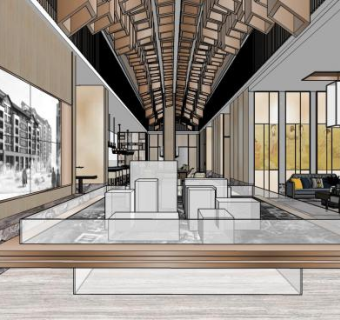 现代售楼处成都装修SU模型下载_sketchup草图大师SKP模型