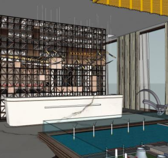 新中式风格售楼处SU模型下载_sketchup草图大师SKP模型