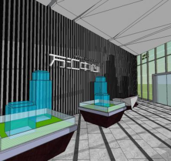 万汇中心售楼部装修SU模型下载_sketchup草图大师SKP模型