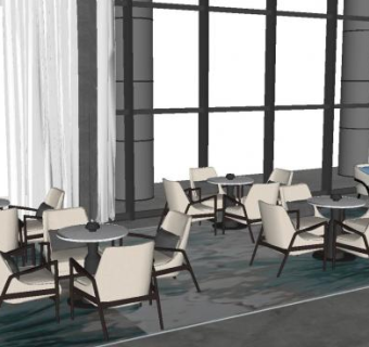 现代售楼部休息处SU模型下载_sketchup草图大师SKP模型