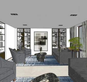 现代轻奢风售楼处SU模型下载_sketchup草图大师SKP模型