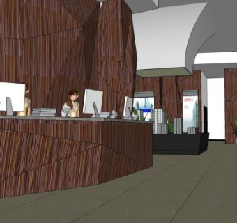 大型售楼部展示厅显示器SU模型下载_sketchup草图大师SKP模型