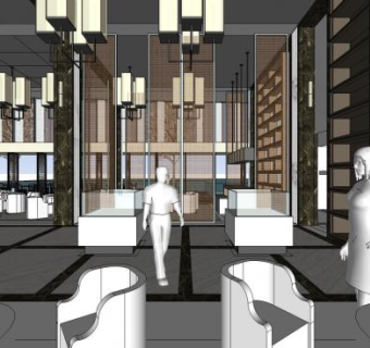 现代室内售楼部SU模型下载_sketchup草图大师SKP模型