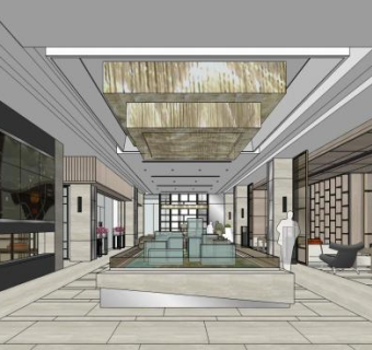 现代风格售楼部SU模型下载_sketchup草图大师SKP模型