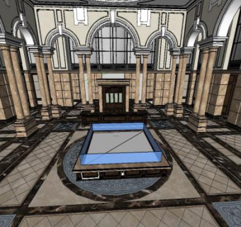 欧式售楼处欧式大堂前台SU模型下载_sketchup草图大师SKP模型