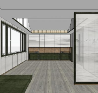 中式屏风酒店装修SU模型下载_sketchup草图大师SKP模型