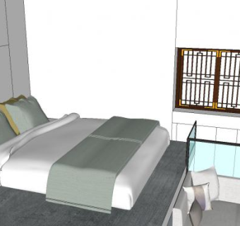 酒店客房客厅房间榻榻米SU模型下载_sketchup草图大师SKP模型