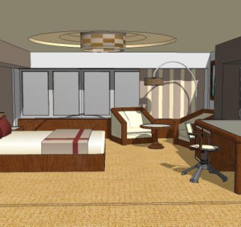 现代装修酒店客房SU模型下载_sketchup草图大师SKP模型