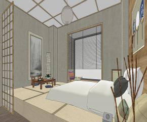 日式酒店客房套间SU模型下载_sketchup草图大师SKP模型