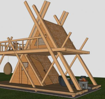 现代民宿度假屋SU模型下载_sketchup草图大师SKP模型