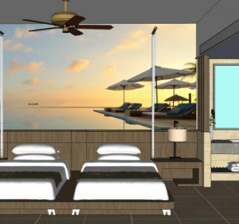 客房宾馆酒店住宿SU模型下载_sketchup草图大师SKP模型