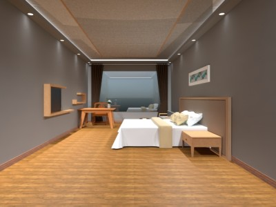 新中式风格酒店客房SU模型下载_sketchup草图大师SKP模型