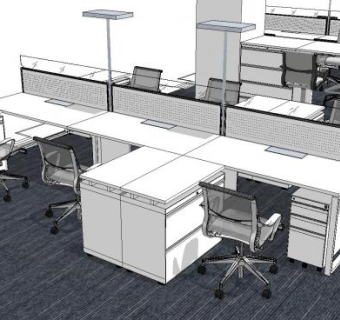 开放办公区理念SU模型下载_sketchup草图大师SKP模型